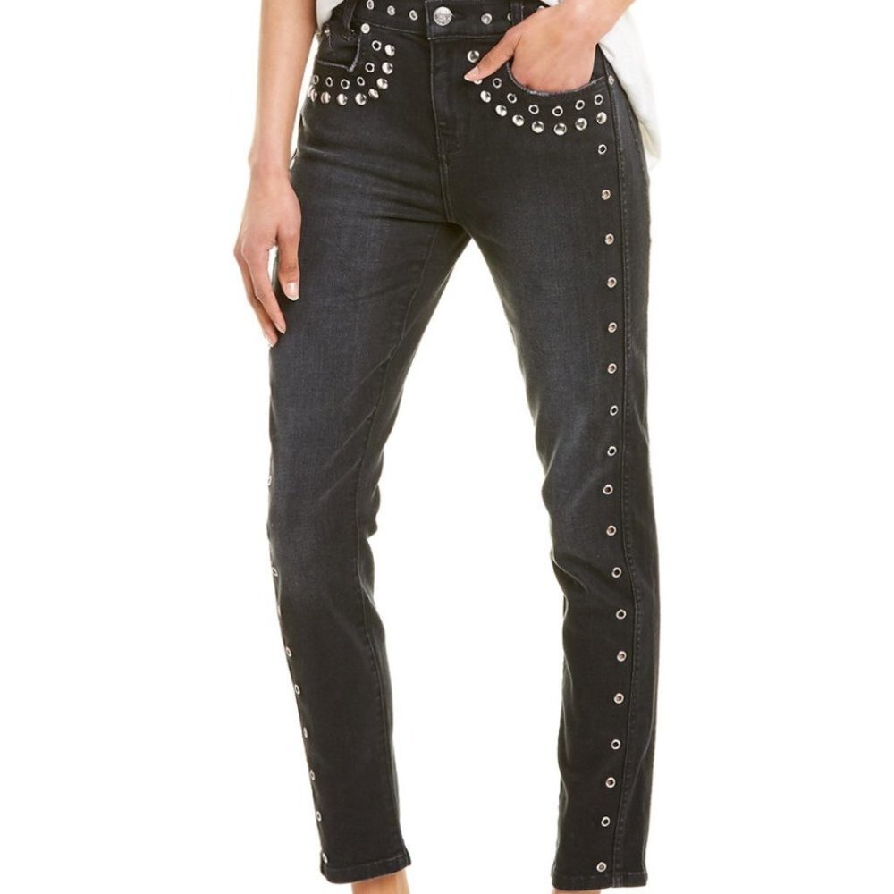 Current/Elliott The 7-Pocket High-Rise Stilleto Studded Jeans Luminary